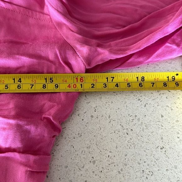 NWOT Free People Pink Cropped Top Long Sleeve Ruched Feminine Boho Retro Viscose - Picture 9 of 11